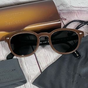 Oliver Peoples Berluti Sheldrake Brown Leather Sunglasses One Size O/S